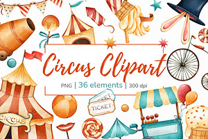 Cute Circus Clipart PNG Set