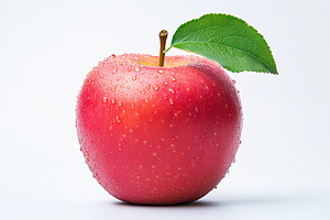 Fresh red apple glistening water, a Photo by Pavel_design