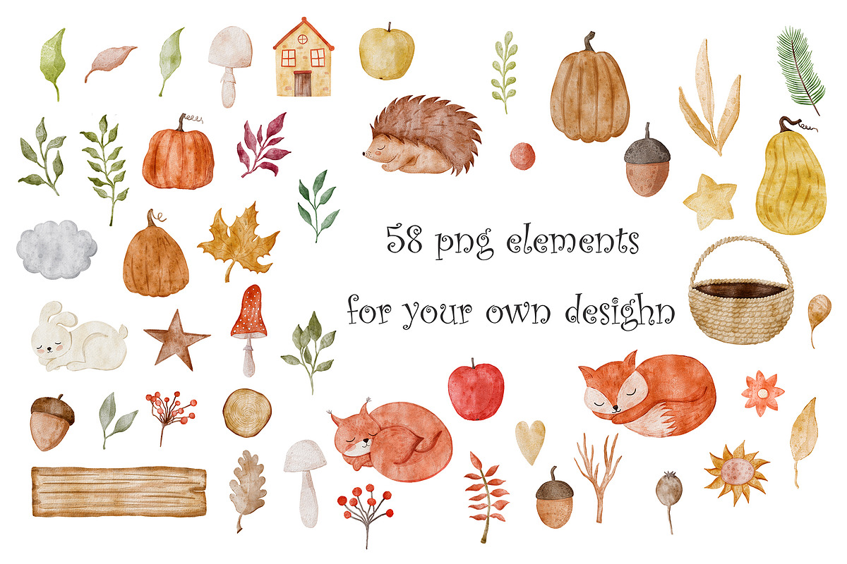 Autumn waterolor collection, a Graphic by Kattypainting (Photo 6 of 6)