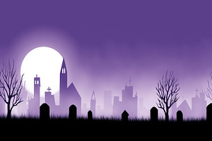 Spooky graveyard with bare trees and, a Holiday Photo by MistyDay