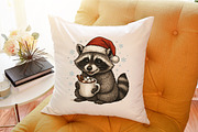 Watercolor Christmas Raccoon PNG, an Illustration by Sublimation Artist (Thumbnail 5 of 9)