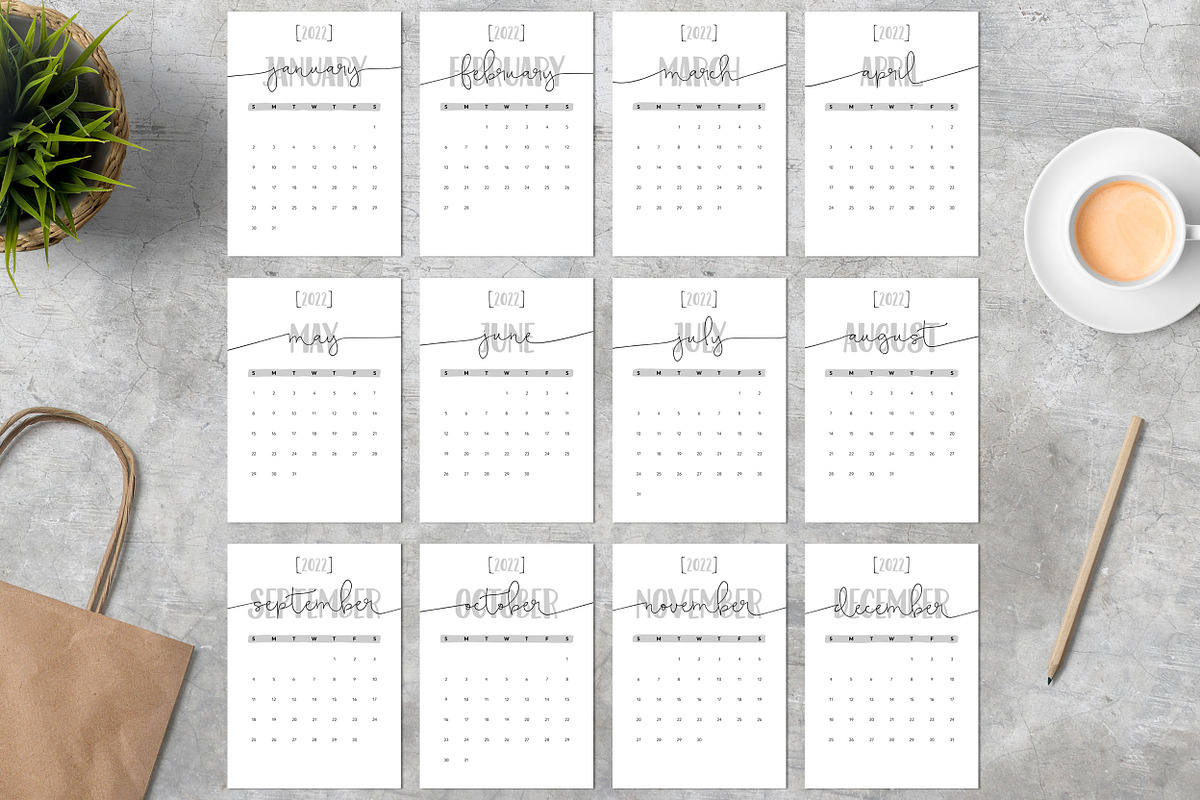 Calendar 2022 A4 Sunday Start, a Stationery Template by ZoollGraphics (Photo 2 of 2)