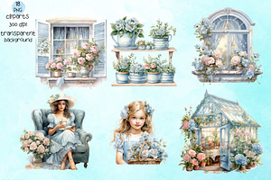 Blue Rose Watercolor Collection PNG