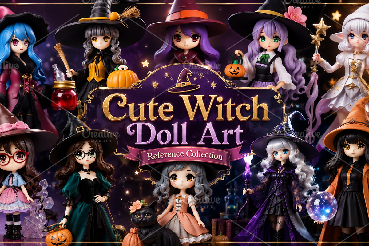 Halloween Witch Character Bundle 4K, a Person Illustration by Premium Digital Templates (Photo 2 of 4)