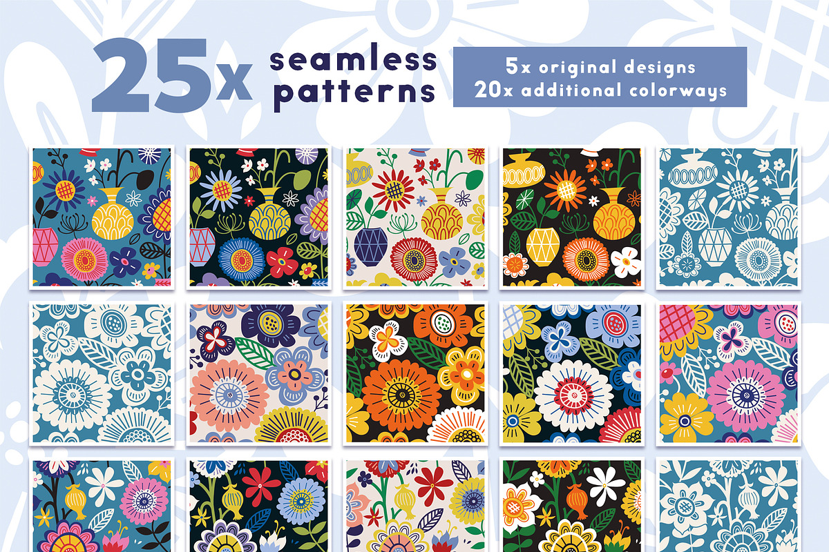 Folky Florals Patterns & Graphics, a Pattern Graphic by rouxsupplyco (Photo 5 of 13)