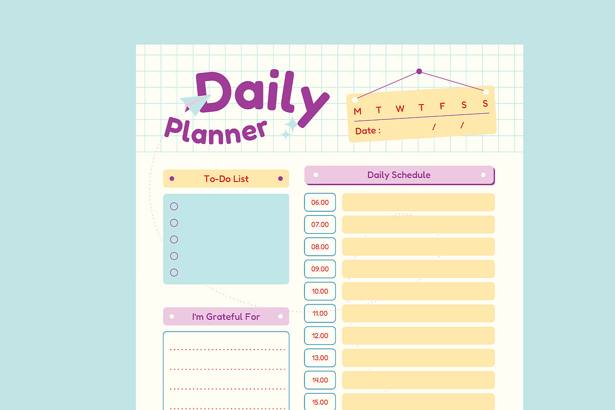 Cute Daily Weekly Planner, a Stationery Template by Neermana (Photo 4 of 4)