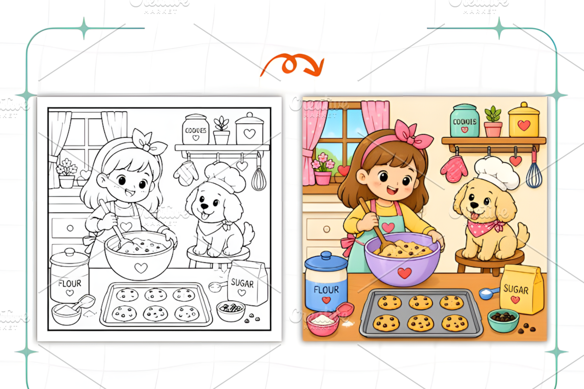 Cozy Dog and Me Cute Cozy Coloring, a Decorative Illustration by Design Station (Photo 7 of 7)