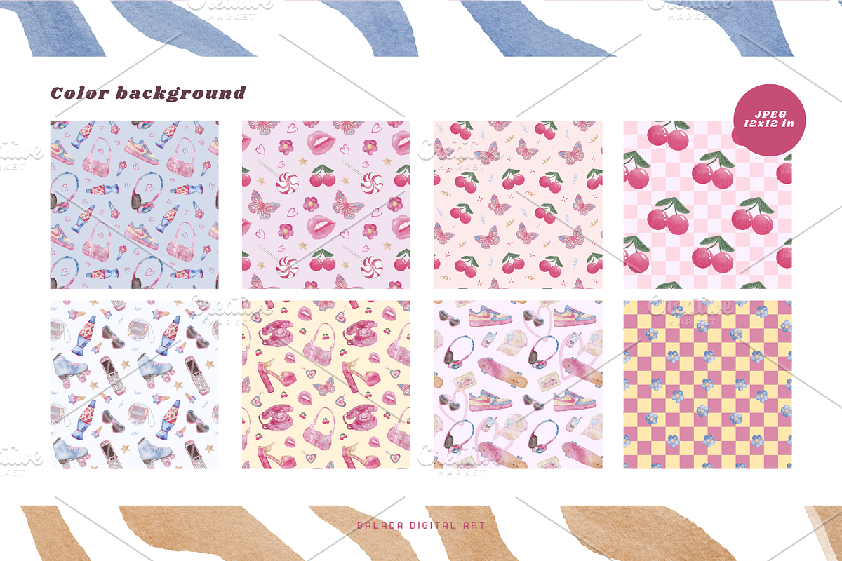 Y2k Retro Watercolor Clipart bundle, a Technology Illustration by Balada Digital Art (Photo 6 of 16)