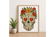 Sugar Skull Wall Art Day of the Dead, a Background Graphic by LaseredNinja (Thumbnail 2 of 7)