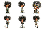 Whimsical black afro girl clipart, an Illustration by SinaCreation (Thumbnail 3 of 11)