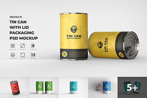 Tin Can With Lid Packaging Mockup