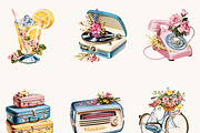Watercolor Retro Spring Floral, a Decorative Illustration by BusyDaydesign (Thumbnail 3 of 9)