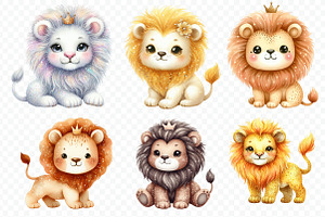 Cute Lion Watercolor Clipart