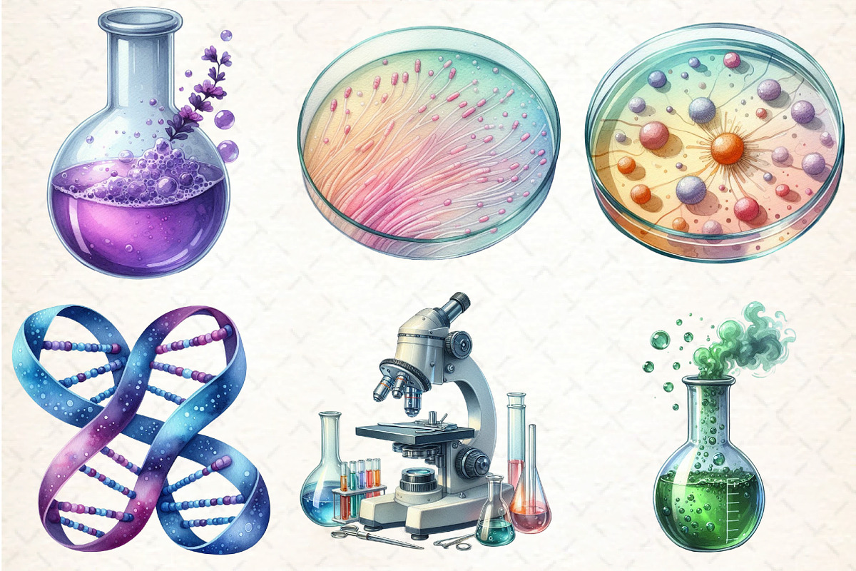Science Lab Watercolor Clipart, an Illustration by DreamCafeArt (Photo 4 of 5)