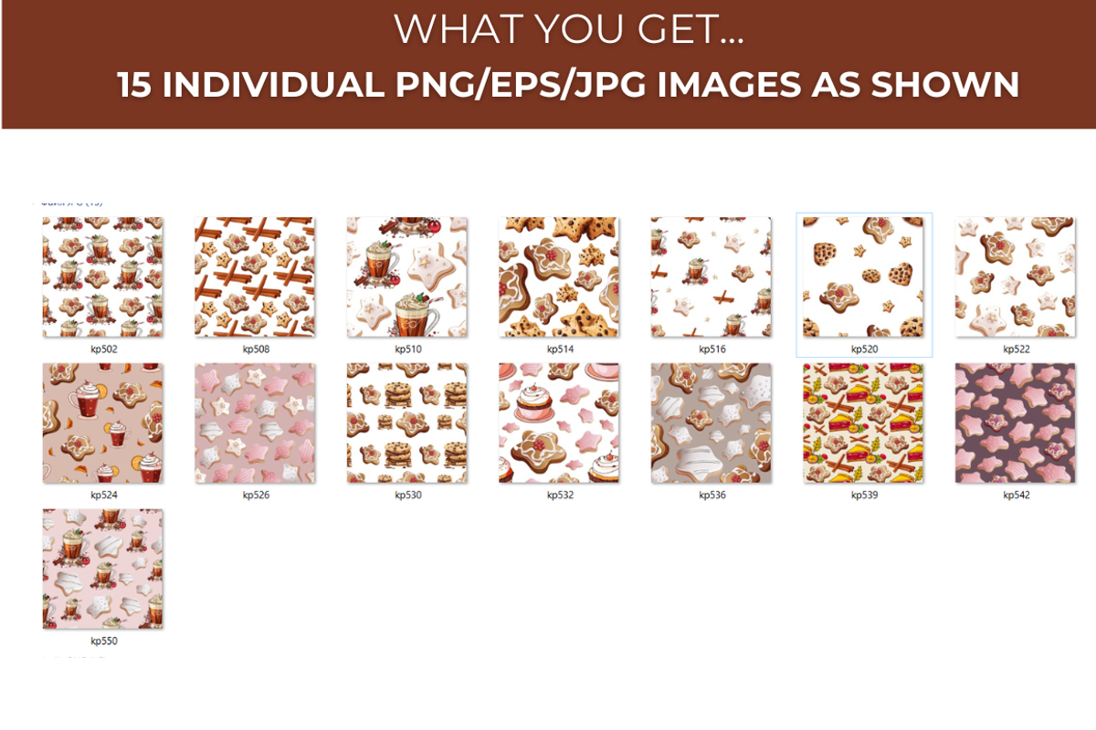 Sweet Treats Pattern Set- 15 jpg/png, a Decorative Illustration by ...