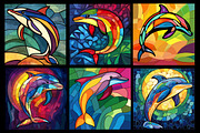 Stained Glass Dolphin Coloring Pages, an Animal Illustration by protabsorkar11 (Thumbnail 6 of 6)