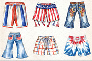 Watercolor 4th of July Pants Clipart, a Seasonal Illustration by Rose Art (Thumbnail 3 of 4)