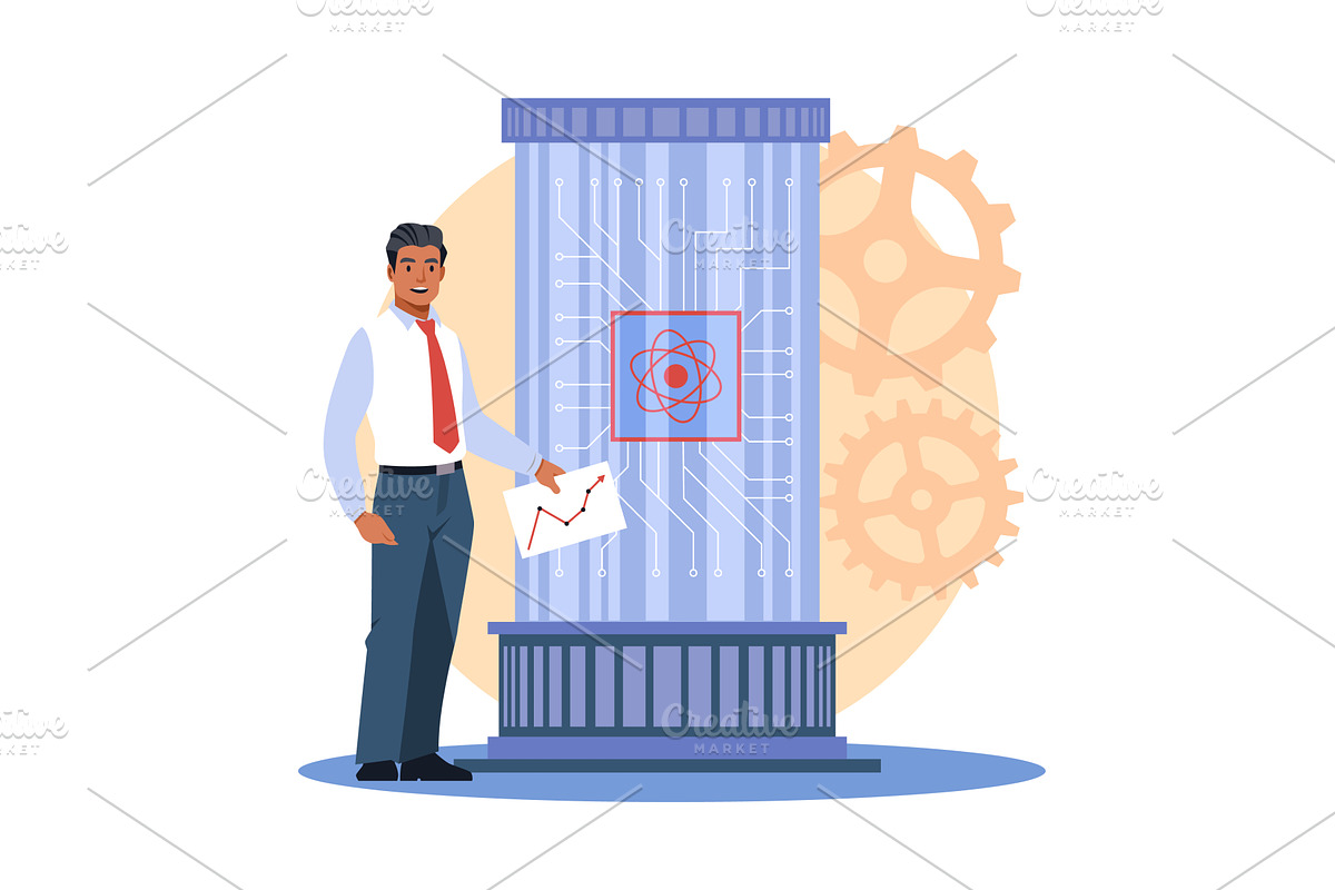 Quantum computing. Photonics, a Technology Illustration by YummyBuum