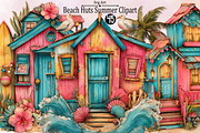 Beach Huts Summer Clipart Bundle., an Illustration by SVGArt (Thumbnail 1 of 9)
