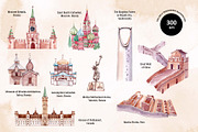 World map with attractions, an Education Illustration by VerAna (Thumbnail 4 of 12)