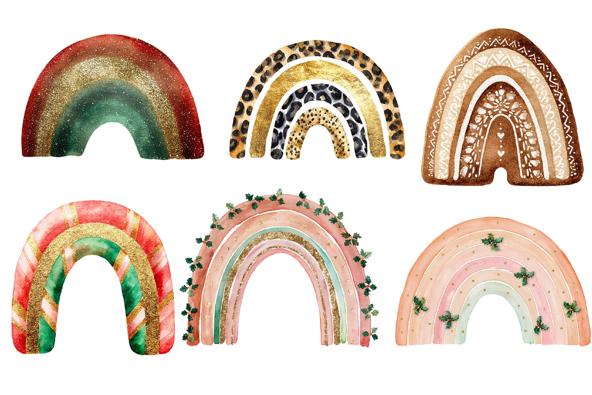 Christmas Rainbow Brushstrokes Clipa, an Illustration by Designworld (Photo 3 of 5)
