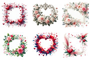 Valentines Watercolor Heart Border, an Illustration by SinaCreation (Thumbnail 3 of 11)