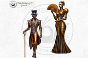 Steampunk Robots Cliparts, a Decorative Illustration by ThatsDesignArt (Thumbnail 9 of 13)