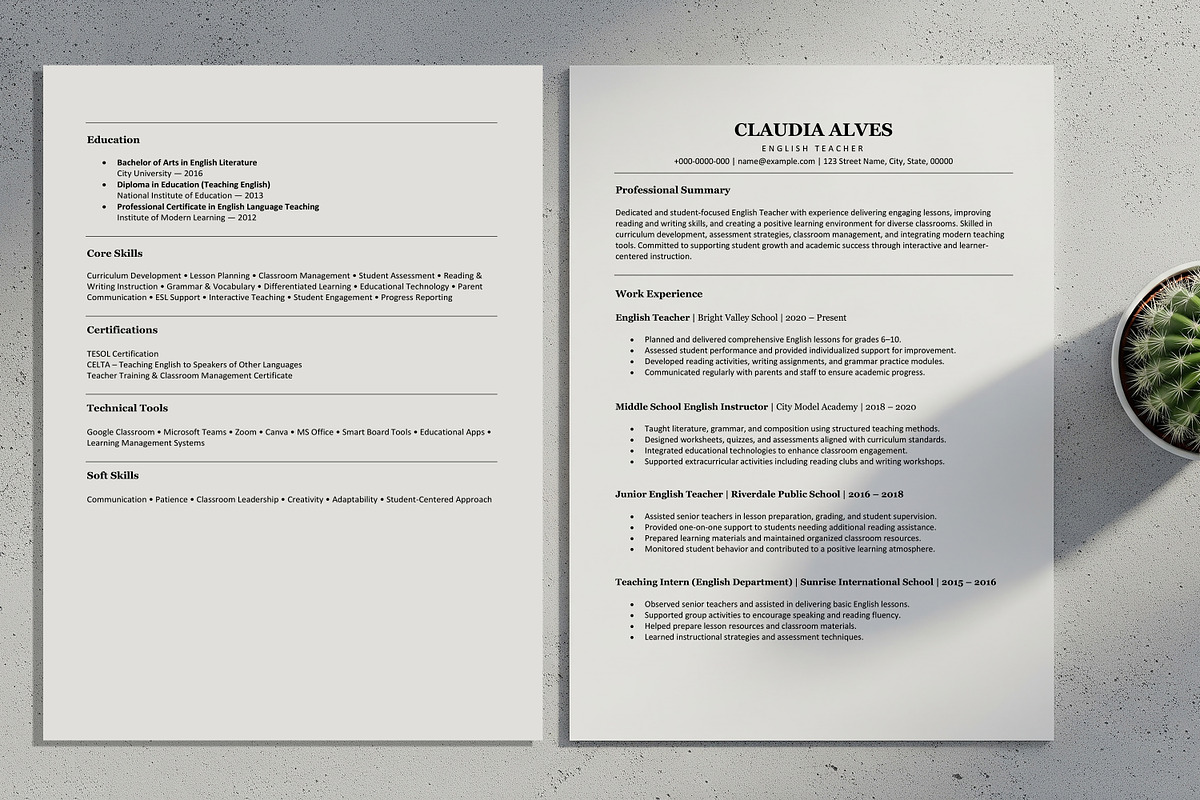 ATS Friendly Resume For Teacher, a Resume Template by SmmrDesign (Photo 3 of 8)