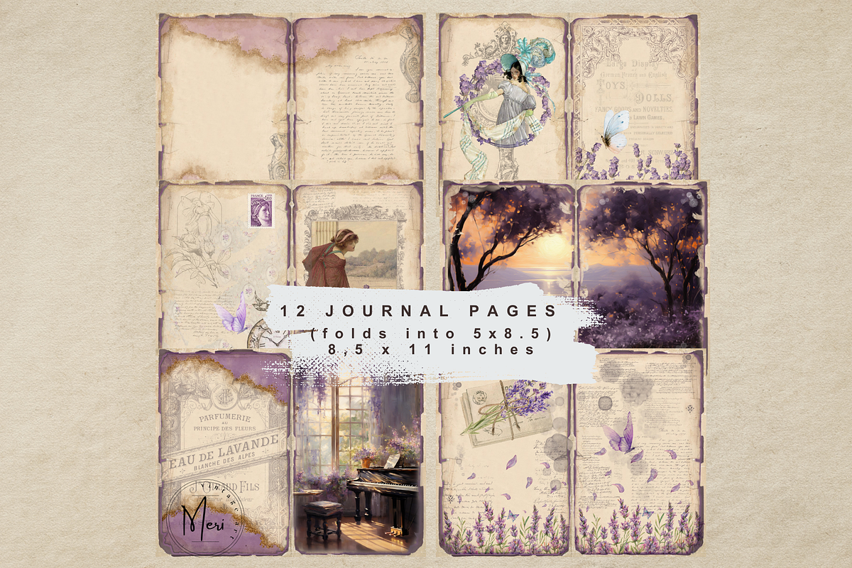 Purple Haze Junk Journal Kit, a Decorative Illustration by meribela (Photo 3 of 6)