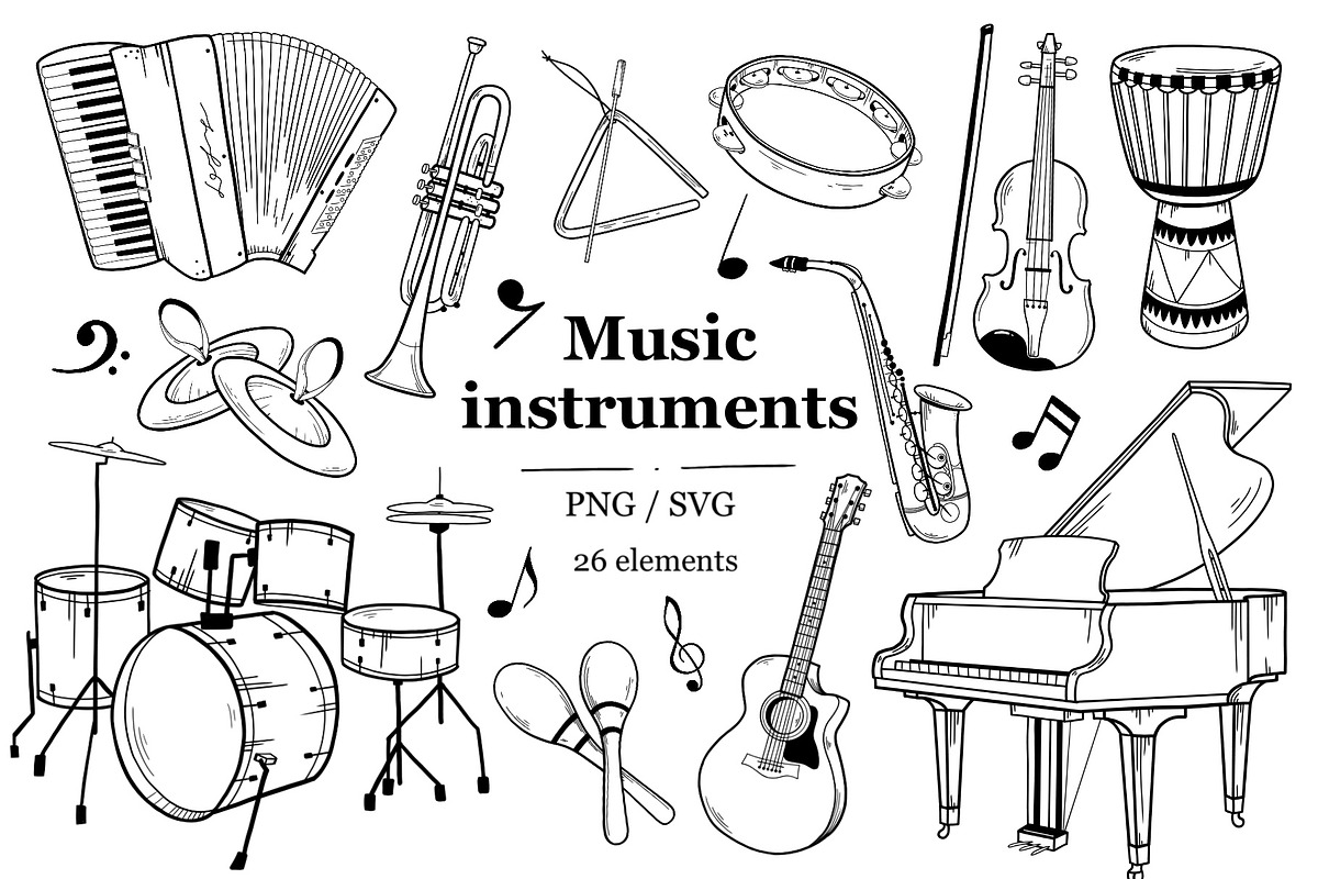 Musical Instruments Clipart, an Education Illustration by ArtGiftsStudio (Photo 1 of 4)
