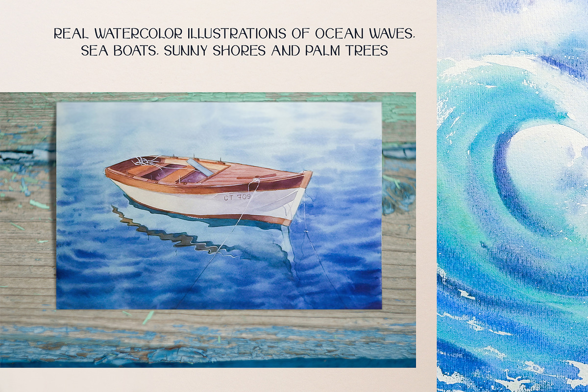 Watercolor Ocean & Sea Landscapes, a Seasonal Illustration by NataliArkushArt (Photo 3 of 15)
