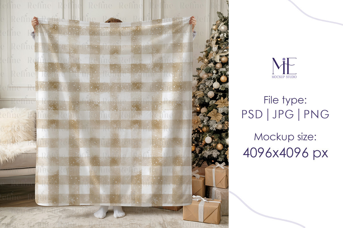 Christmas Sherpa Blanket Mockup, a Household Mockup by Mie Mockup Studio (Photo 3 of 8)