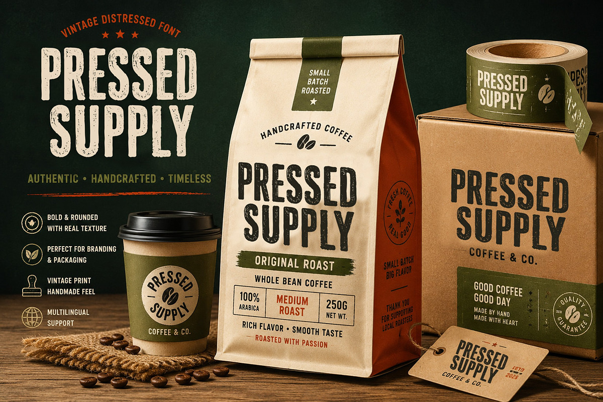 Pressed Supply, a Sans Serif Font by Art StoreID (Photo 6 of 10)