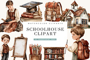 Vintage Schoolhouse Clipart Bundle, an Object Illustration by BusyDaydesign (Thumbnail 1 of 9)