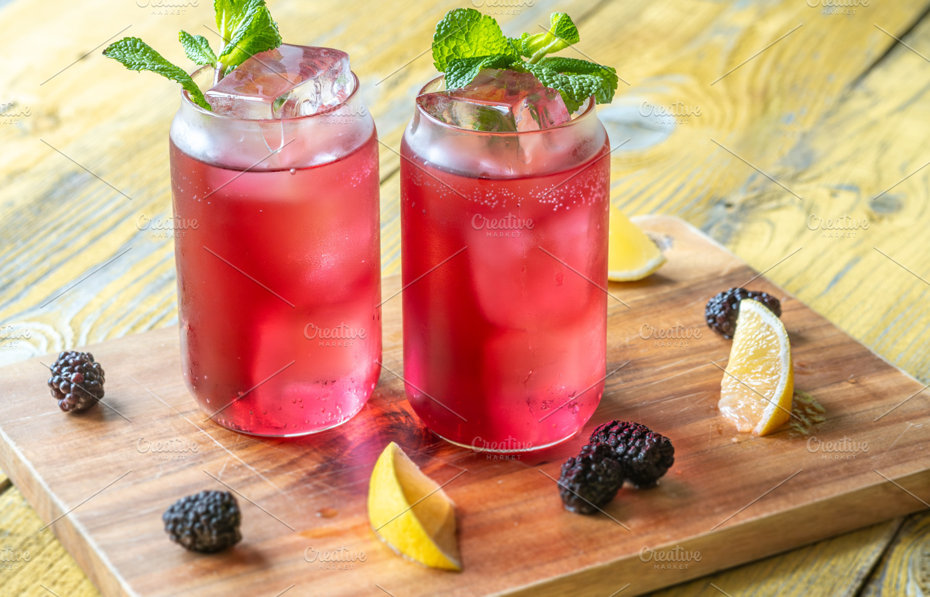 Blackberry Fizz Mocktail with mint, lime, and honey for a refres, a Food & Drink Photo by Alexander Prokopenko