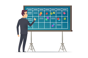 Business Schedule Board. Businessman