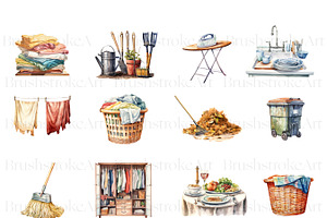 Watercolor Cleaning Clipart Pack