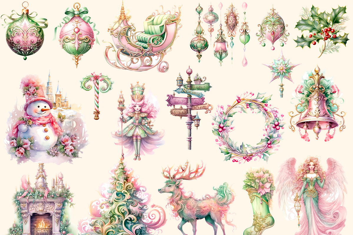 Big christmas  watercolour clipart, a Decorative Illustration by Hello My Print (Photo 2 of 11)