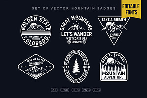 Vector Editable Mountain Badges