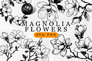 Magnolia SVG - Flowers Line Art SVG, an Object Graphic by Dervik Art Store (Thumbnail 1 of 6)