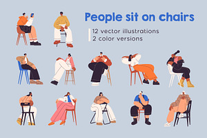 Modern people sitting on chairs set, a Person Illustration by Good Studio