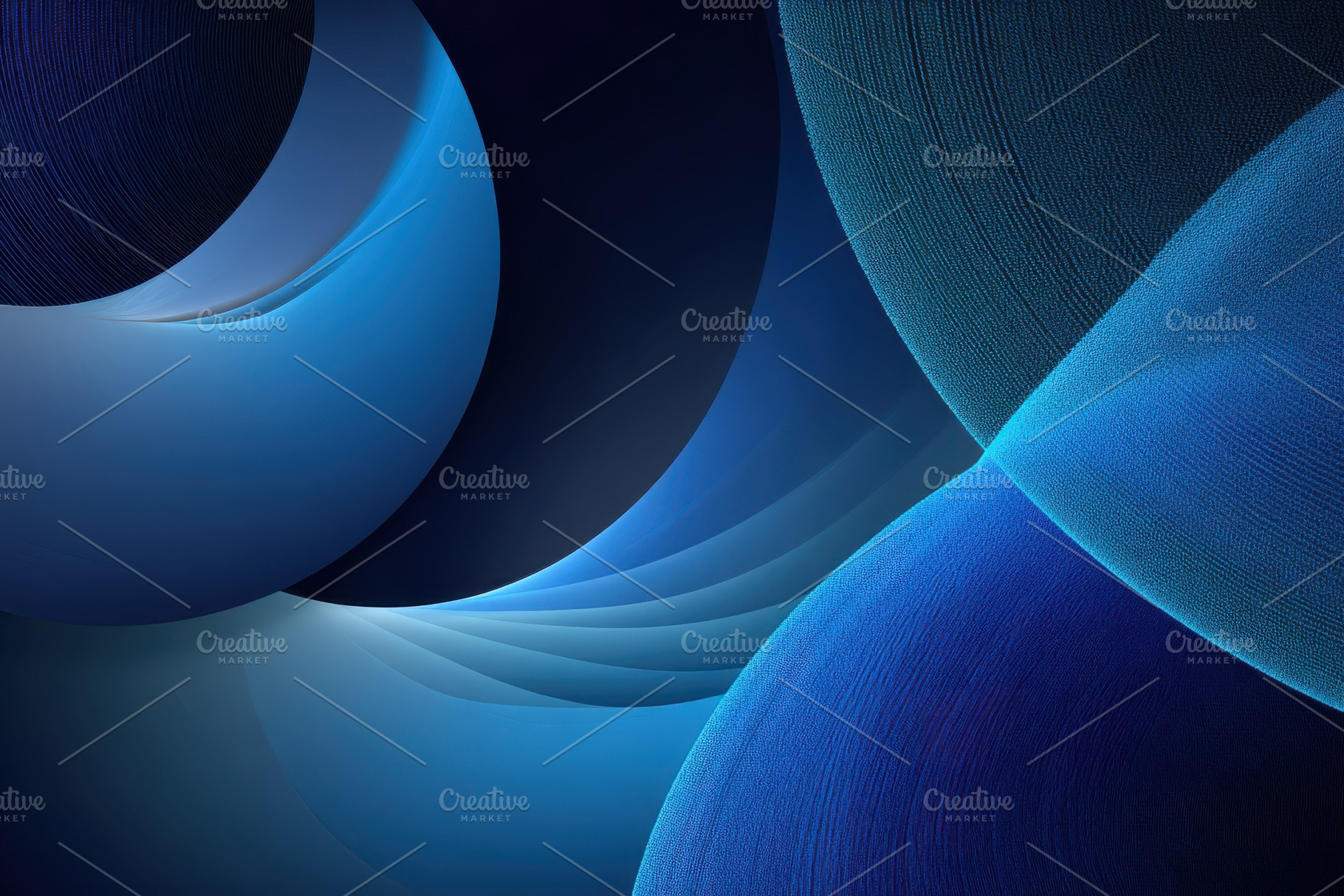 Abstract Blue Curves and Spheres Dig, a Photo by Pixeness Studio