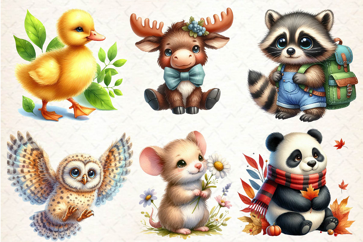 Woodland Cute Baby Animals Clipart, an Illustration by Dream Creation (Photo 6 of 6)