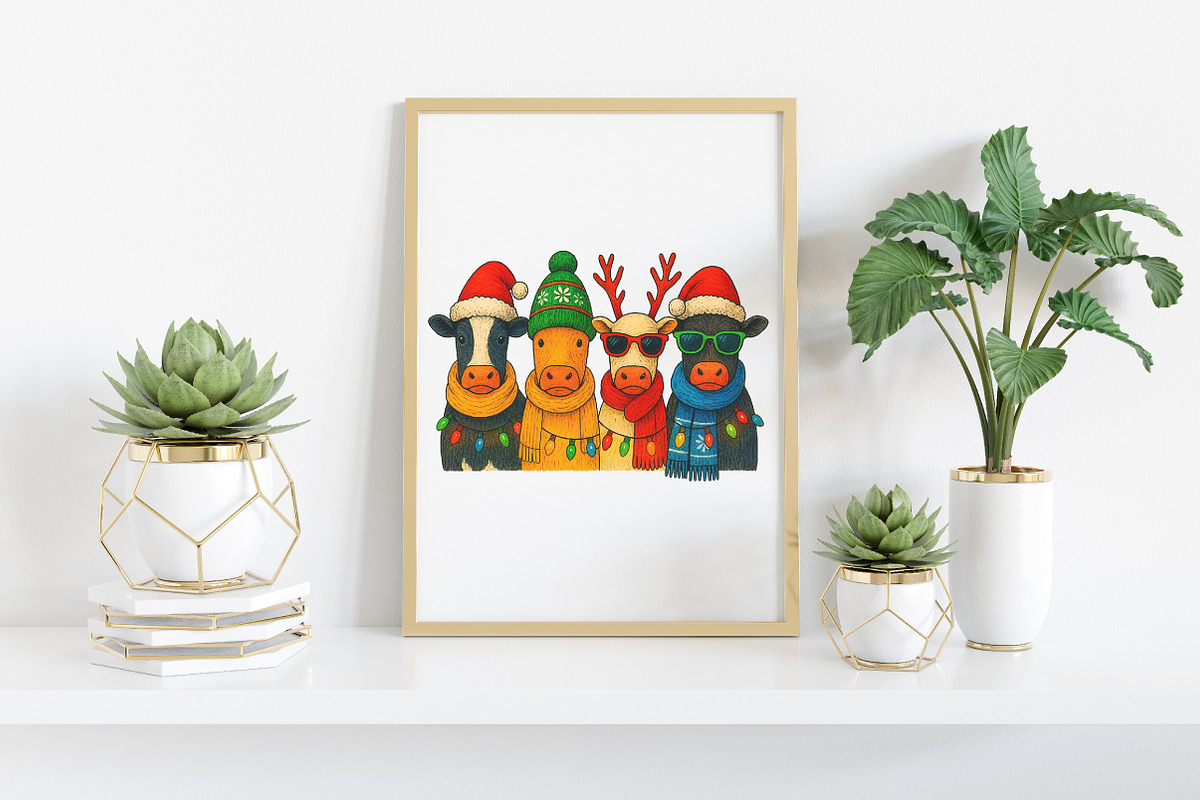 Cow Christmas PNG, an Illustration by Craft Nest (Photo 4 of 6)