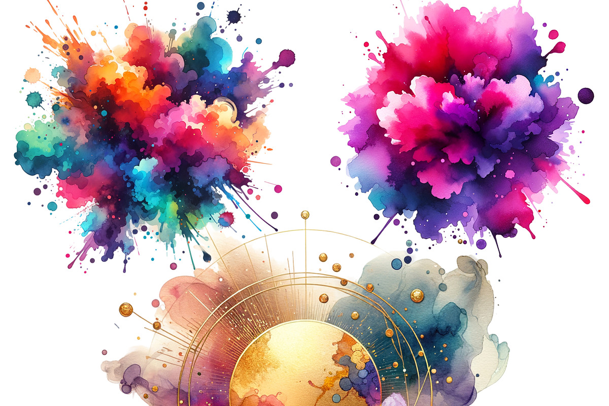 Watercolor Paint Splashes Clipart, a Decorative Illustration by Digi_Design_World (Photo 3 of 4)