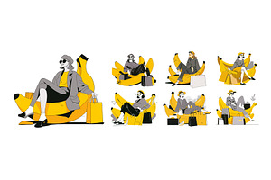 Fashionable women sitting inside, a Person Illustration by Onyx