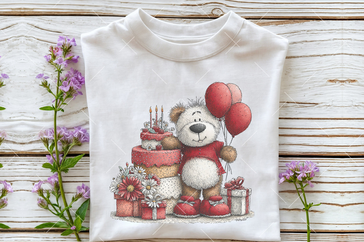 Whimsical Birthday Teddy Bear Clipar, an Illustration by OK Design (Photo 4 of 6)