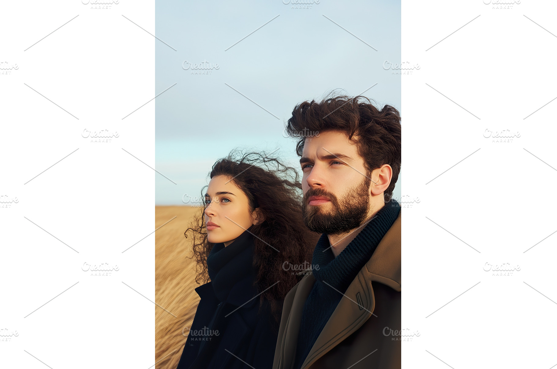 Pensive Couple on Coastal Grassland, a Nature Photo by Lermont51