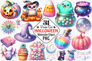Pastel Halloween Sublimation Clipart, an Illustration by RobertsArt