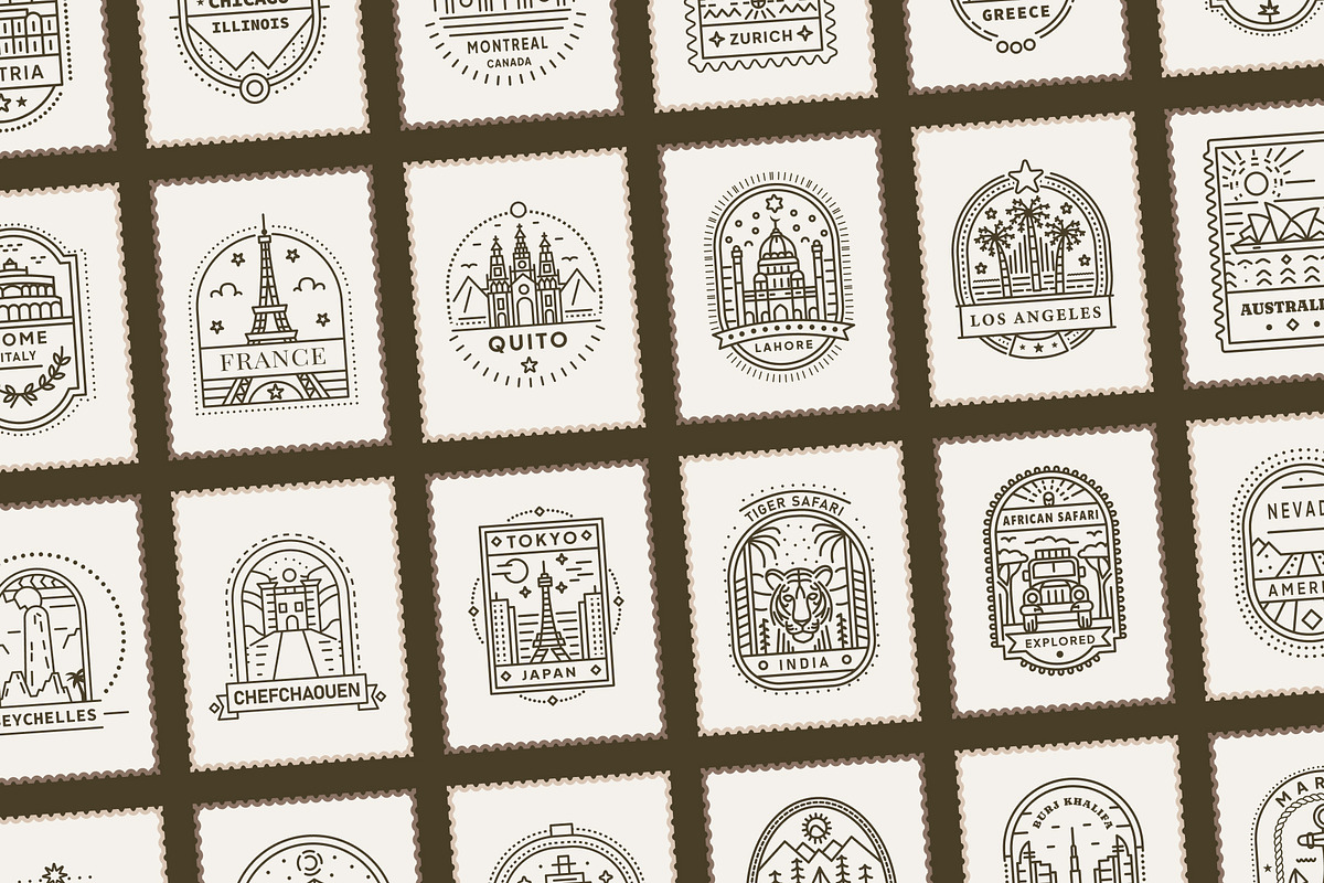 150 Travel Stamps, an Outline Icon by Prosymbols (Photo 6 of 9)